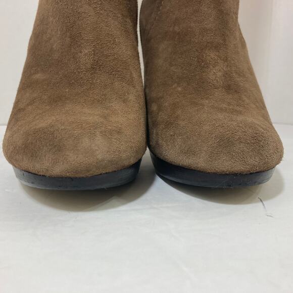Brown suede mid calf boots, Anne Klein womens 7.5 brown hi heel platform bootie - Picture 7 of 14